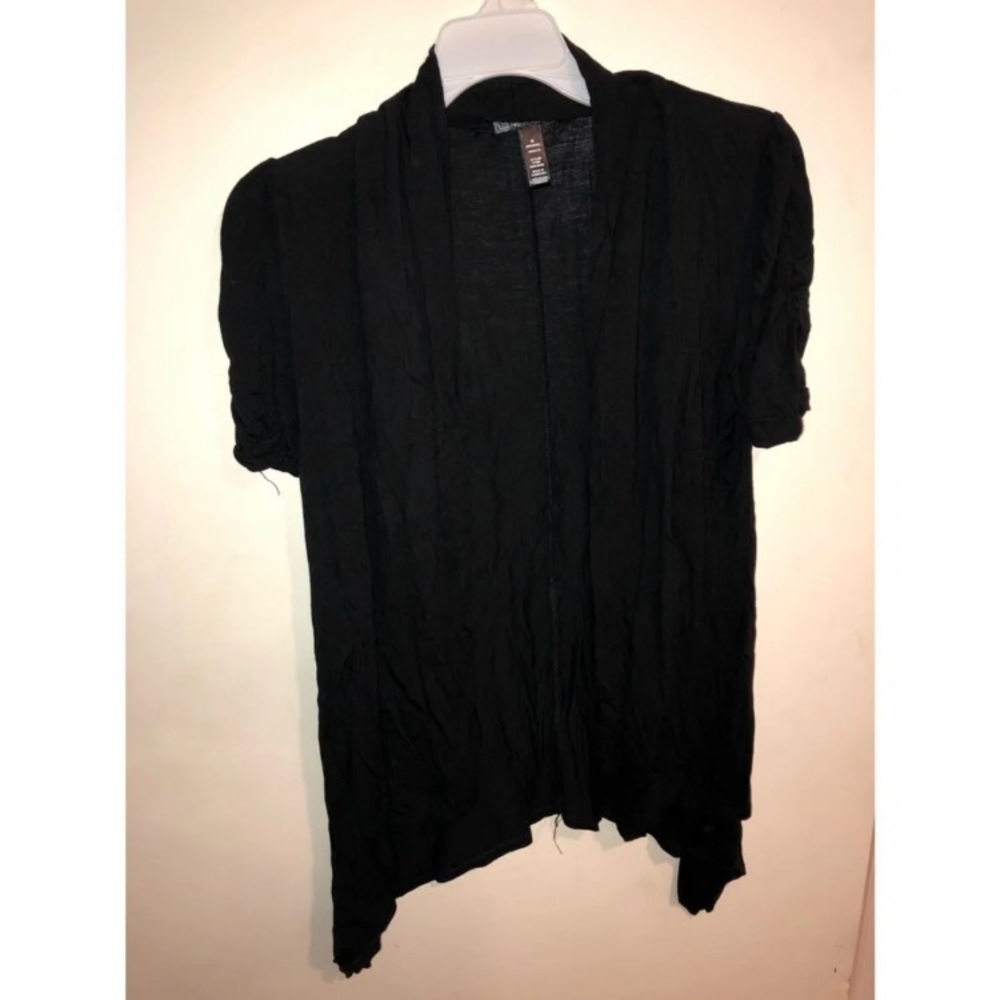 Juniors Black Short Sleeve Cardigan